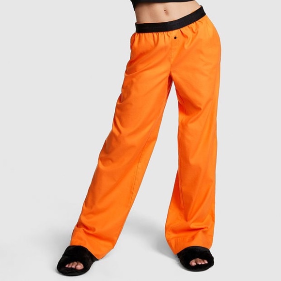 Victoria's Secret PINK Flannel Pajama Pants Orange w Skeleton Hands Large NEW - Picture 5 of 5